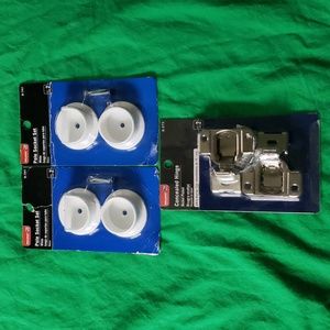 Bundle of Bulldog (2) Pole Socket Sets and Concealed Hinge Nickle Plated New